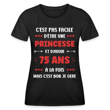 75 ANS - T-shirt sport Femme - noir - Devant - AI Model Female 172 light (172cm)