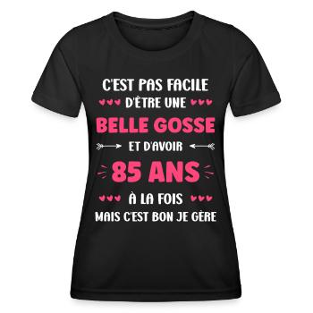 85 ANS - T-shirt sport Femme - noir - Devant - AI Model Female 172 light (172cm)