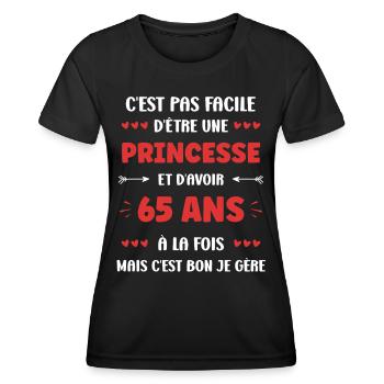 65 ANS - T-shirt sport Femme - noir - Devant - AI Model Female 172 light (172cm)