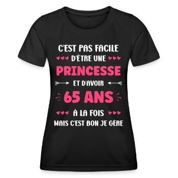 65 ANS - T-shirt sport Femme - noir - Devant - AI Model Female 172 light (172cm)