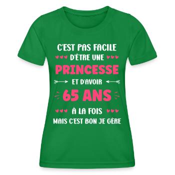 65 ANS - T-shirt sport Femme - vert - Devant - AI Model Female 172 dark (172cm)