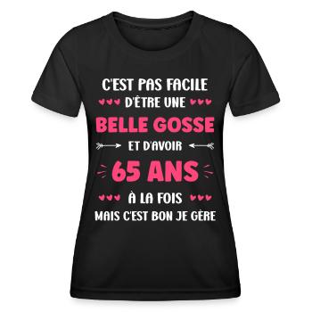 65 ANS - T-shirt sport Femme - noir - Devant - AI Model Female 172 light (172cm)