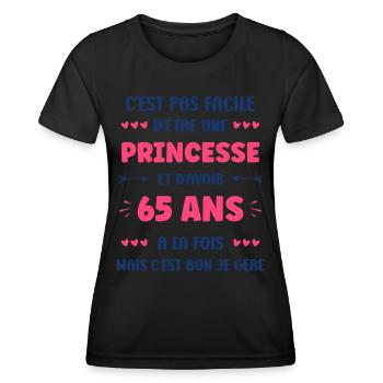 65 ANS - T-shirt sport Femme - noir - Devant - AI Model Female 172 light (172cm)