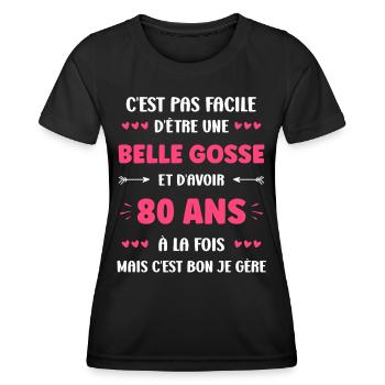 80 ANS - T-shirt sport Femme - noir - Devant - AI Model Female 172 light (172cm)