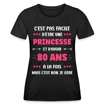 80 ANS - T-shirt sport Femme - noir - Devant - AI Model Female 172 light (172cm)