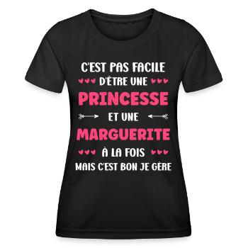 Marguerite - T-shirt sport Femme - noir - Devant - AI Model Female 172 light (172cm)