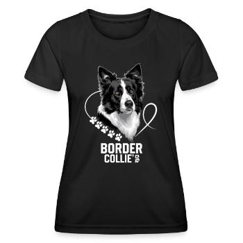 Eleganter Border Collie Mit Pfotenabdruck - Frauen Funktions-T-Shirt - Schwarz - Vorne - AI Model Female 172 light (172cm)