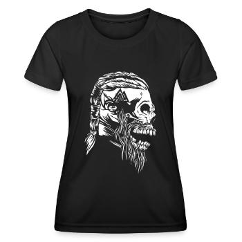 Crâne de Viking avec des tatouages - T-shirt sport Femme - noir - Devant - AI Model Female 172 light (172cm)