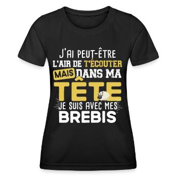 Brebis Mouton Agneau Laine Humour Ferme Agricole - T-shirt sport Femme - noir - Devant - AI Model Female 172 light (172cm)