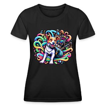 Fidélité des ondes sonores : mélodie de cornemuse - T-shirt sport Femme - noir - Devant - AI Model Female 172 light (172cm)