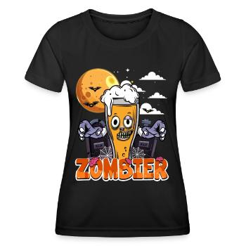 Halloween Zombier | Humor Zombie Bier 31. Oktober - Frauen Funktions-T-Shirt - Schwarz - Vorne - AI Model Female 172 light (172cm)