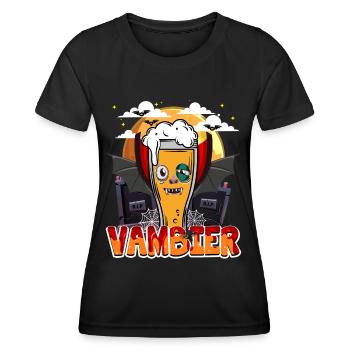 Halloween Vambier | Humor Vampir Bier 31. Oktober - Frauen Funktions-T-Shirt - Schwarz - Vorne - AI Model Female 172 light (172cm)