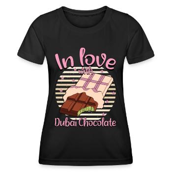 In Love with Dubai Chocolate | Liebe Stern Pistazi - Frauen Funktions-T-Shirt - Schwarz - Vorne - AI Model Female 172 light (172cm)