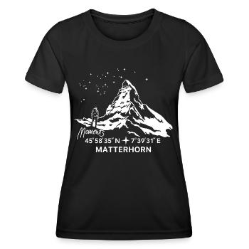 Matterhorn Bergsteigen Wandern Klettern Andenken - Frauen Funktions-T-Shirt - Schwarz - Vorne - AI Model Female 172 light (172cm)