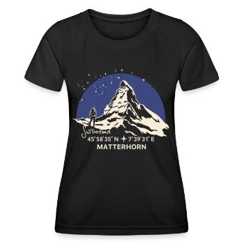 Matterhorn Souvenir Wandern Zermatt Andenken - Frauen Funktions-T-Shirt - Schwarz - Vorne - AI Model Female 172 light (172cm)