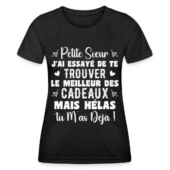 Little Sister Gift Funny Quote - Women's Functional T-Shirt - black - Front - AI Model Female 172 light (172cm)