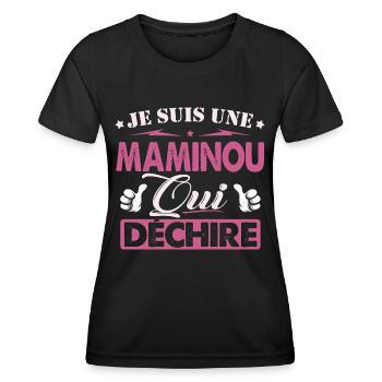 Cadeau Maminou Je suis une Maminou qui Déchire - T-shirt sport Femme - noir - Devant - AI Model Female 172 light (172cm)