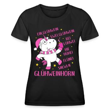 Glühweinhorn Einhorn Glühwein Sprüche Geschenk - Frauen Funktions-T-Shirt - Schwarz - Vorne - AI Model Female 172 light (172cm)