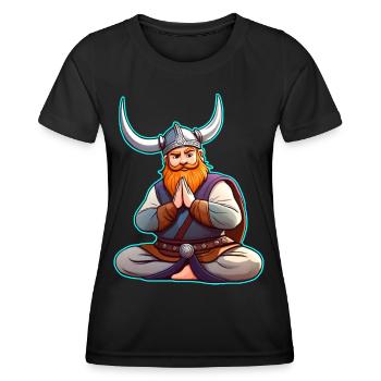 Niedlicher Wikinger macht Yoga - Frauen Funktions-T-Shirt - Schwarz - Vorne - AI Model Female 172 light (172cm)
