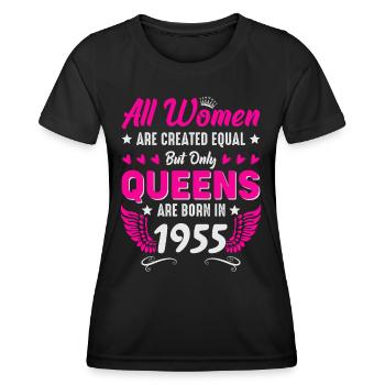 Queens born in 1955 70th birthday - Women's Functional T-Shirt - black - Front - AI Model Female 172 light (172cm)