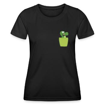 Crocodile dans la poche poitrine - T-shirt sport Femme - noir - Devant - AI Model Female 172 light (172cm)
