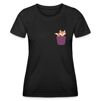 Fox in breast pocket - Women's Functional T-Shirt - black - Front - AI Model Female 172 light (172cm)