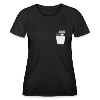 Raccoon in breast pocket - Women's Functional T-Shirt - black - Front - AI Model Female 172 light (172cm)