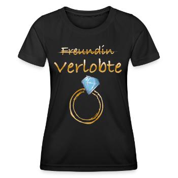 Girlfriend crossed out fiancée - Women's Functional T-Shirt - black - Front - AI Model Female 172 light (172cm)
