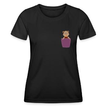 Ours dans la poche de poitrine - T-shirt sport Femme - noir - Devant - AI Model Female 172 light (172cm)