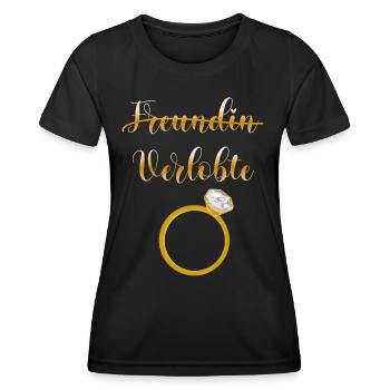 Girlfriend crossed out fiancée - Women's Functional T-Shirt - black - Front - AI Model Female 172 light (172cm)