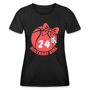 Basketball 24. Geburtstag Basketballerin - Frauen Funktions-T-Shirt - Schwarz - Vorne - AI Model Female 172 light (172cm)