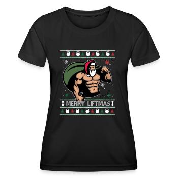 Joyeux Liftmas Cadeau de Noël de poids de levage drôle - T-shirt sport Femme - noir - Devant - AI Model Female 172 light (172cm)
