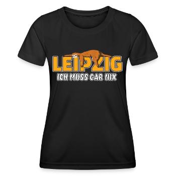 Leipzig ich muss gar nix Faultier Heimat - Frauen Funktions-T-Shirt - Schwarz - Vorne - AI Model Female 172 light (172cm)