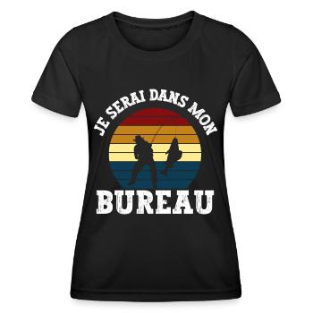 je serai dans mon bureau - T-shirt sport Femme - noir - Devant - AI Model Female 172 light (172cm)