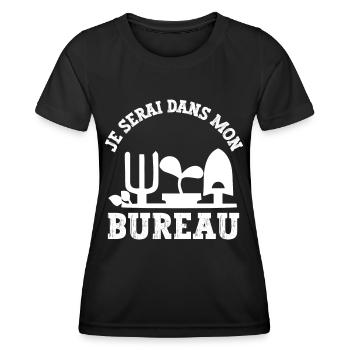 je serai dans mon bureau - T-shirt sport Femme - noir - Devant - AI Model Female 172 light (172cm)