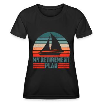 My retirement plan retro sailing sailboat - Frauen Funktions-T-Shirt - Schwarz - Vorne - AI Model Female 172 light (172cm)