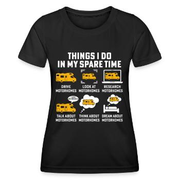 Dinge, die ich in meiner Freizeit mache, fahre Wohnmobile - Frauen Funktions-T-Shirt - Schwarz - Vorne - AI Model Female 172 light (172cm)