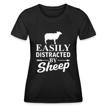 Leicht von Schafen abgelenkt - Frauen Funktions-T-Shirt - Schwarz - Vorne - AI Model Female 172 light (172cm)