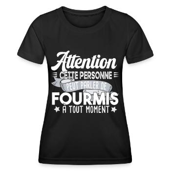 Fourmis fourmi fourmiculture métier humour - T-shirt sport Femme - noir - Devant - AI Model Female 172 light (172cm)