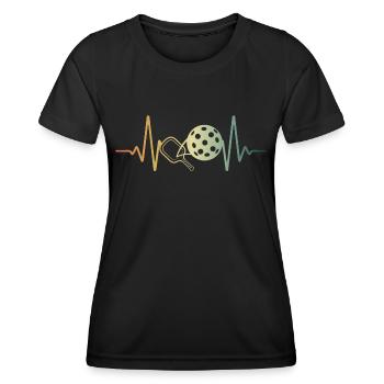Pickleball Heartbeat Paddleball ECG Pulse - T-shirt sport Femme - noir - Devant - AI Model Female 172 light (172cm)