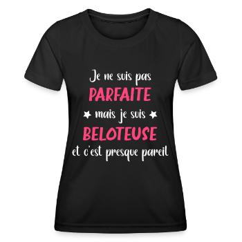 beloteuse - T-shirt sport Femme - noir - Devant - AI Model Female 172 light (172cm)