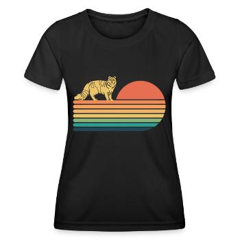 American Curl Cat Retro Vintage - T-shirt sport Femme - noir - Devant - AI Model Female 172 light (172cm)