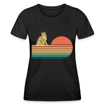 Maine Coon Katze Retro Vintage - Frauen Funktions-T-Shirt - Schwarz - Vorne - AI Model Female 172 light (172cm)