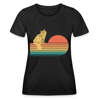 Birma Katze Retro Vintage - Frauen Funktions-T-Shirt - Schwarz - Vorne - AI Model Female 172 light (172cm)