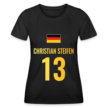 Fußball Sauf Trikot Deutschland Mallorca Gruppen - Frauen Funktions-T-Shirt - Schwarz - Vorne - AI Model Female 172 light (172cm)