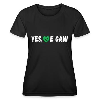 Yes We Can Vegan protection des animaux - T-shirt sport Femme - noir - Devant - AI Model Female 172 light (172cm)