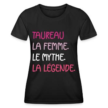 Taureau - T-shirt sport Femme - noir - Devant - AI Model Female 172 light (172cm)