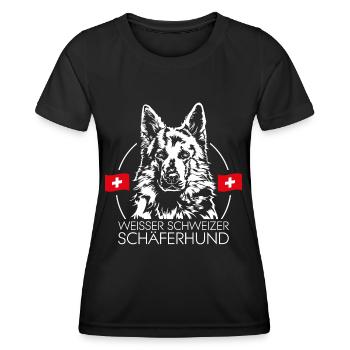 CHIEN DE BERGER SUISSE BLANC Chien Wilsigns - T-shirt sport Femme - noir - Devant - AI Model Female 172 light (172cm)