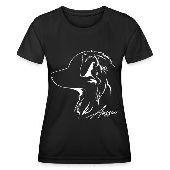 AUSSIE Australian Shepherd Hunde Hütehund Wilsigns - Frauen Funktions-T-Shirt - Schwarz - Vorne - AI Model Female 172 light (172cm)