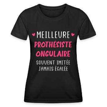 prothésiste onglulaire - T-shirt sport Femme - noir - Devant - AI Model Female 172 light (172cm)